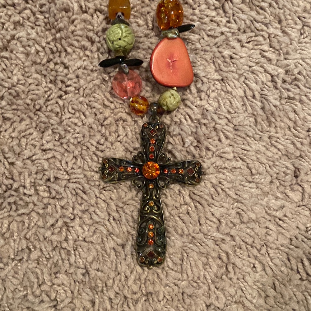 Beaded cross necklace